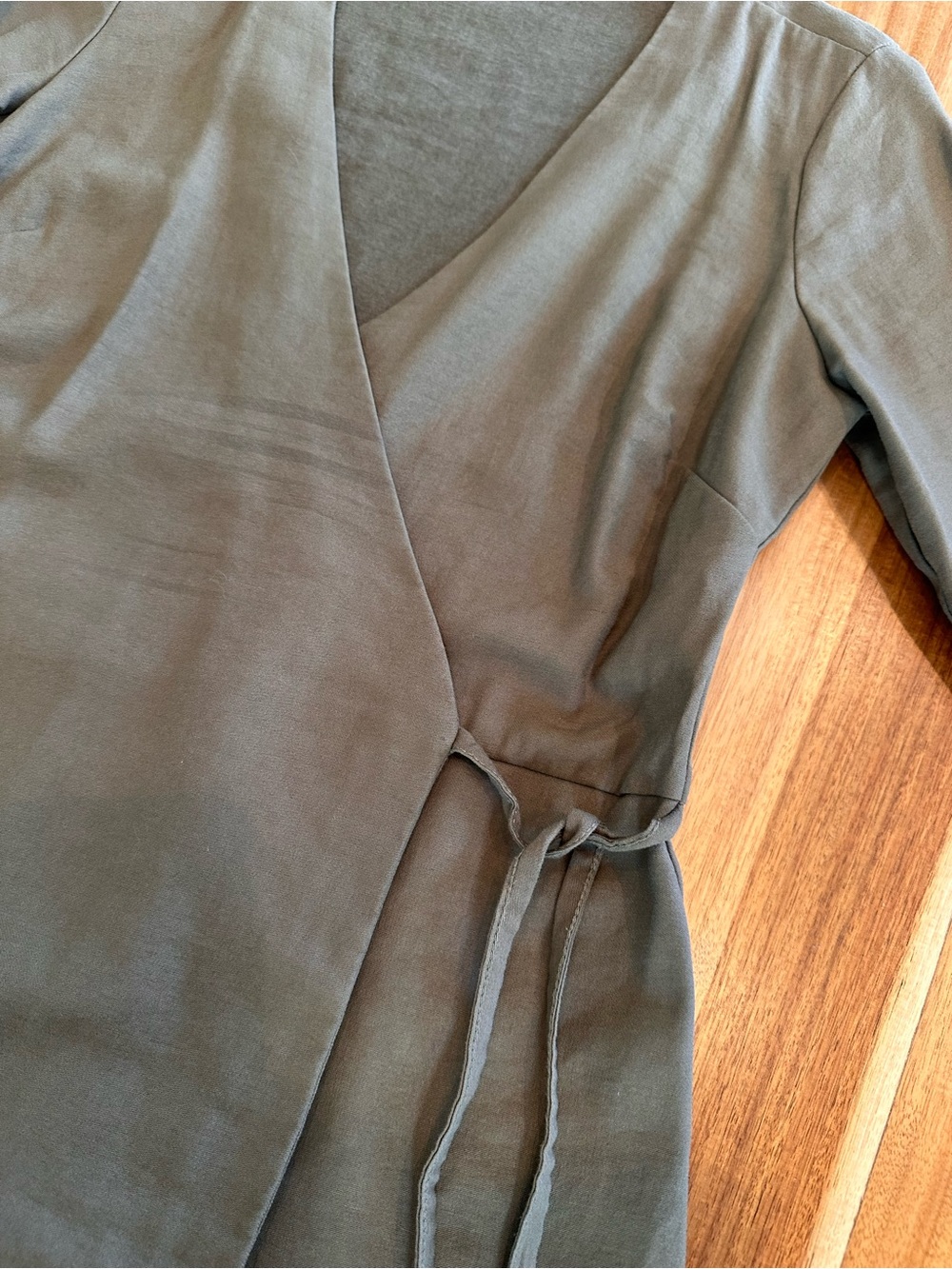 Matty M Olive Wrap Romper | Small | Long Sleeve Tie Waist Utility Chic | A-1836 - Picture 12 of 16
